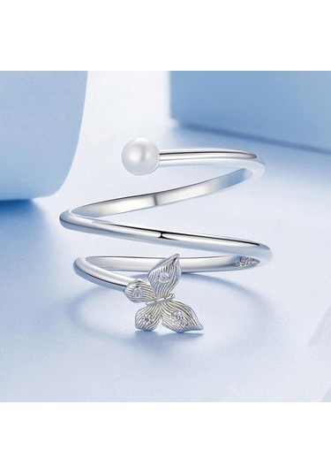 Fastbuy S925 Platinum Kaplı Multi Katlı Kelebek Ayarlanabilir Bsr627-e Çok Renkli Sterling Silver戒指 Çok Renkli