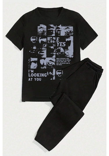 Unisex I'm Looking At You 2'li Eşofman Takımı Siyah
