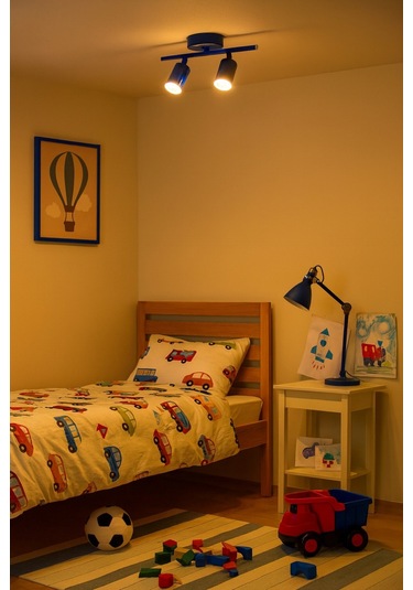 Spoti 2'li Mavi Renk Gün Işığı Modern Tasarım Cafe - Mutfak - Banyo Spot Ledli Sıralı Avize Mavi