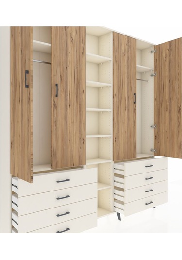 Arges Dolap 10 Raflı 8 Çekmeceli 2 Askılı 220x30x243 Aytaşı-çam/aytaşı Atlas Çam/aytası