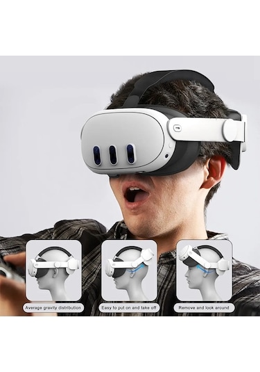 Fastbuy Meta Quest 3 Kulaklık Kafa Bandı, Ayarlanabilir, Beyaz, Elite Model