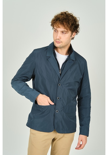 Daynax Erkek Çift Yaka Detaylı Düğme Kapamalı Ceket Mont 4900 Indigo Indigo İndigo