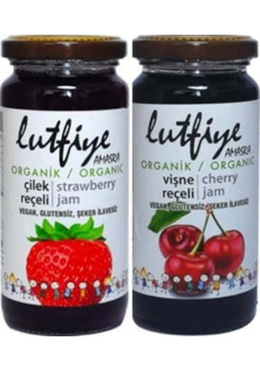 Organik Çilek Reçeli 280 Gr Ve Vişne Reçeli 280 Gr