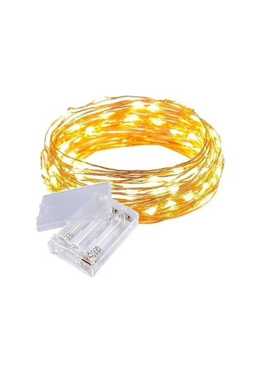 Yılbaşı Çam Ağacı Işığı Peri Led 10 Mt Sarı Renk Tel Led Pilli Dekoratif Led Aydınlatma