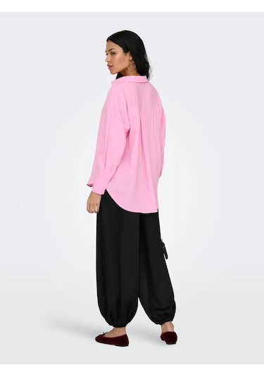 Only Onlzazima L/s Loose Wvn Noos Kadın Gömlek 15272523 Pembe