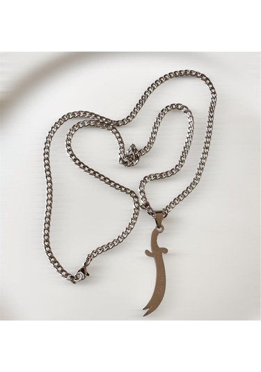 Hz. Ali Temalı Çelik Kararmaz Erkek Kolye 65cm