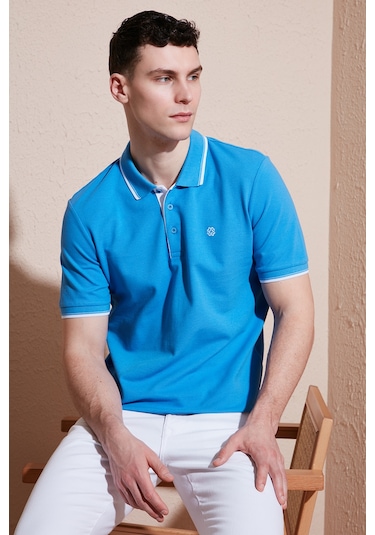 Buratti Pamuklu Slim Fit Şerit Detaylı Düğmeli Polo Yaka 3'Lü Paket Erkek T Shirt 5902118S3 Siyah-Vizon-Koyu Mavi