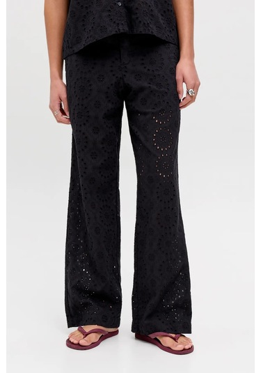 Jjxx Kadın Jxmıllıe Dantel Detaylı Elastik Bel Bantlı %100 Pamuk Pantolon 12271700 Siyah Siyah