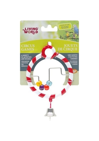 Living World Zilli Boncuklu Kırmızı Halka Kuş Oyuncağı