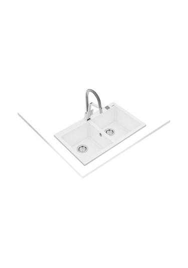 Teka Forsquare 790 Tg Çift Hazneli Tegranite + Eviye - Arctic White - 115260018
