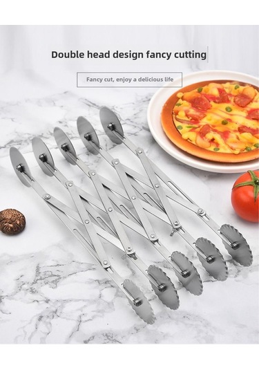 Yunboo Pratik Mutfak Aleti: 5 Tekerlekli Çift Uçlu Paslanmaz Çelik Pizza Dilimi, Hamur Kesici Ve Fırın Gereci Diğer