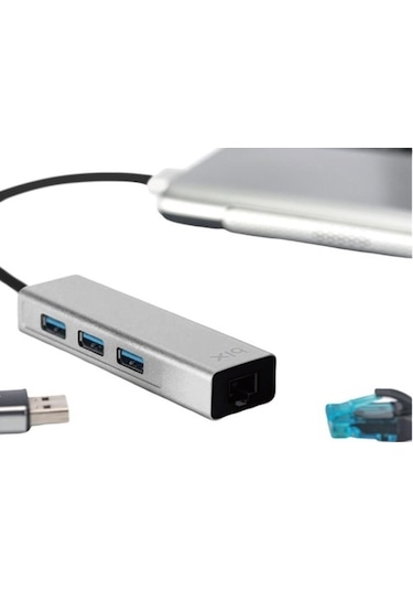 Bix BX06HB 5Gbps 10/100/1000Mbps RJ45 Ethernet Dönüştürücü USB 3.0 Çoklayıcı Adaptör