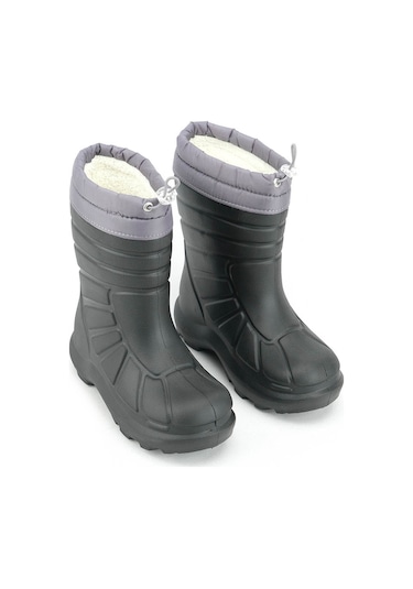 Gezer Erkek Çocuk Kışlık Eva Boğazdan Lastikli Sessiz Taban Kar Bot Çizme Siyah