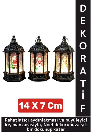 Dekoratif Hediyelik Masaüstü Ev Ofis Christmas Yılbaşı Noel Temalı Şık Işıklı Kar Küresi 14 X 7 Cm