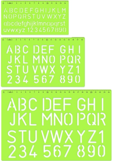 Hatas Harf Şablon Cetvel Seti 10-20-30Mm Beyaz