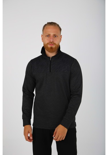 Erkek Brango Yakalı Fermuarlı Triko Kazak 001