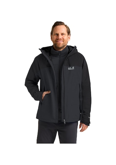 Jack Wolfskin Jack Wolfskın Wıld Places 3ın1 Jkt M Erkek Phantom Outdoor Ceketi A65257-6350 Siyah