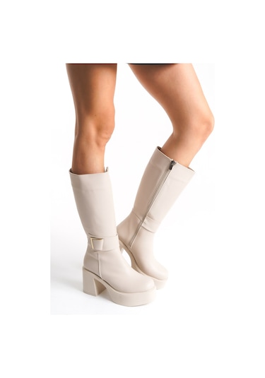 Ventes Kadın Aksesuarlı Kalın Taban & Topuklu Çizme 914311-z TEN CİLT