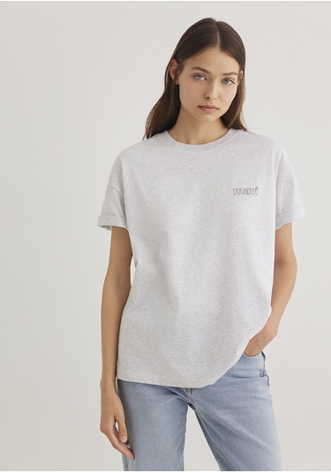 Mavi - Mavi Logo Baskılı Gri Tişört 1611309-85438 Gri