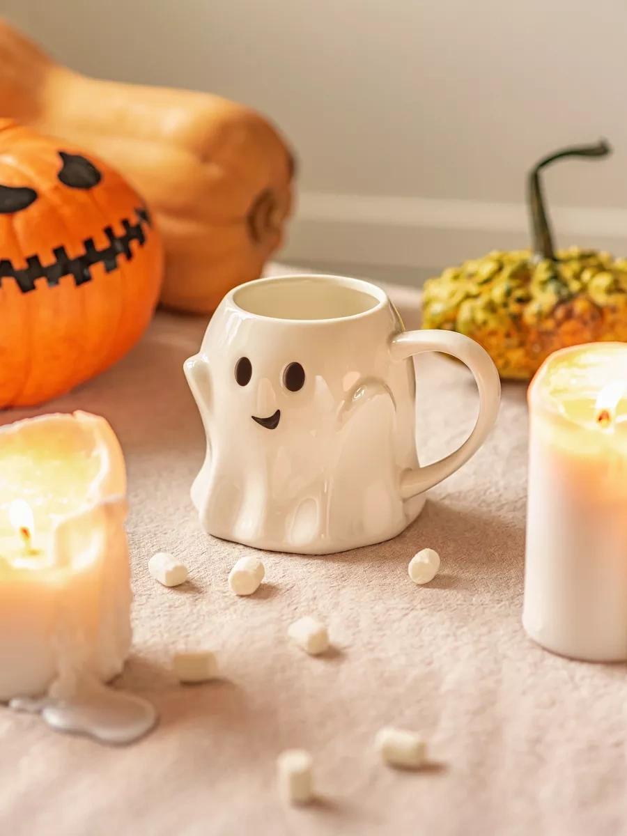 Roomi Çay Ve Kahve İçin Seramik Kupa "hayalet" Figürlü 182368554 Beyaz