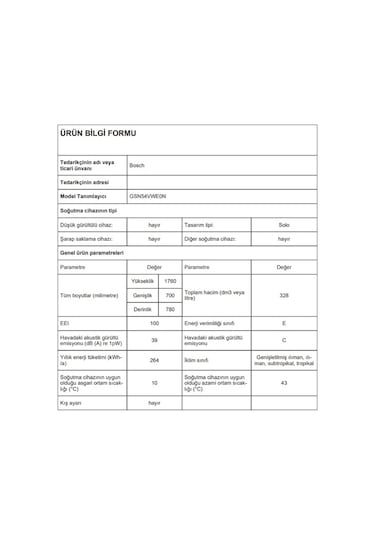 Bosch GSN54VWE0N 328 LT 7 Çekmeceli Dikey Derin Dondurucu