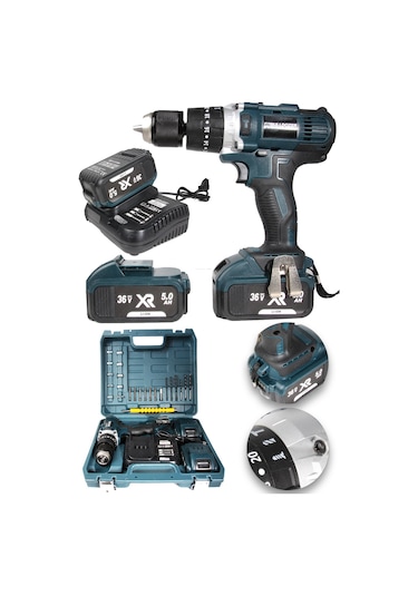 Bulldozer Blueforce 36 V Darbeli Akülü Şarjlı Vidalama Matkap Yeşil