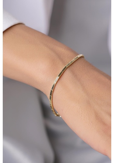 14 Ayar Altın Kalem Desenli Ajda Bileklik - Blk8100 Beyaz Altın