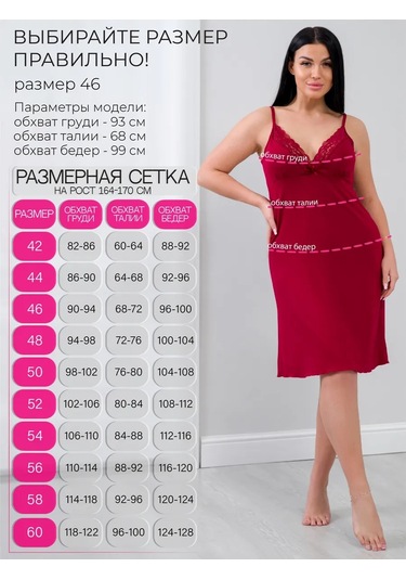 Bol'sie Razmery Sarliz Plus Viskonlu Dantelli Büyük Beden Gecelik 56221990 Bordo