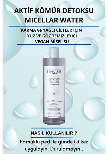 Byphasse Micellar Yüz Ve Makyaj Temizleyici Aktif Kömür Misel Su 500 ML