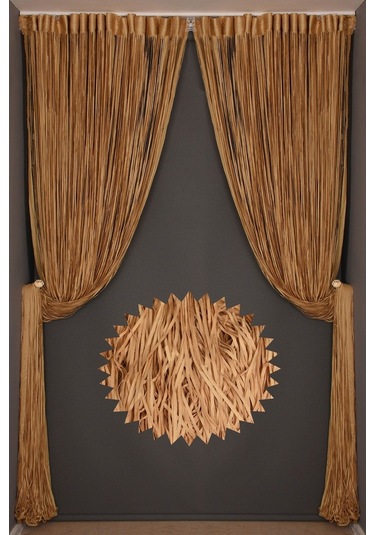 Düz Ip Model Gold Renk Hazır Ip Perde 300x280