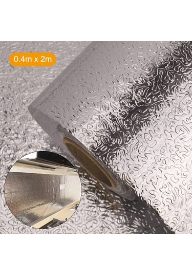 Gajeena Alüminyum Folyo Mutfak Sticker, Suya Yağa Dayanıklı, Isıya Dayanıklı, Kendinden Yapışkan, Camurluk Önleyici, Gümüş Portakal Kabuğu Deseni, 0.4m X 2m