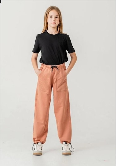 Cebi Taşlı Paça Brit Lastikli Stoperli Kız Çocuk Eşofman Altı 6168so Anrasit