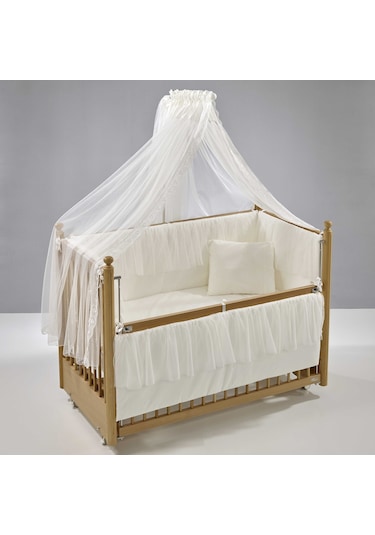 Meltem Kids Mondo Sallanır Ahşap Anne Yanı Beşik 60 x 120 CM Naturel Ekru