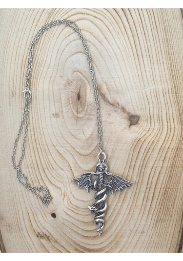 Paytak Moda Kurukafa Skull Kanat Yılan Zincir Kolye Pytkznkly272 Gümüş