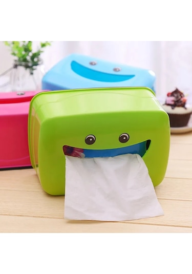 Sky Blue-1 Adet Sevimli Pp Gülümseme Yüz Doku Tutucu Kılıf Islak Mendil Peçete Kutusu Islak Mendil Saklama Kutusu Ev Odası Depolama Organizatör