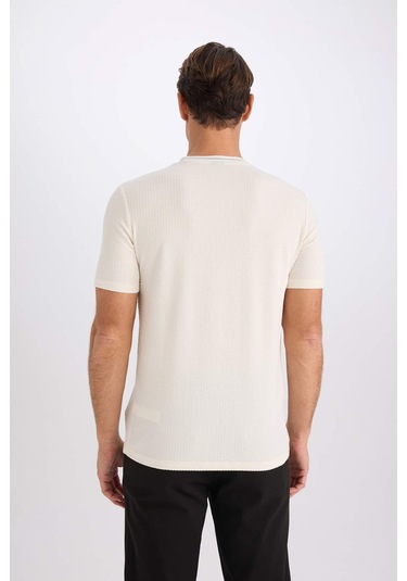 DeFacto Slim Fit Dar Kesim Bisiklet Yaka Kısa Kollu Krinkıl Kısa Kollu Tişört D7225AX25SPER85