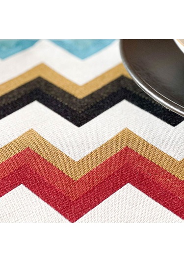 Alesta Home 6'lı Zigzag Desenli Kumaş Amerikan Servis 50 x 35 CM Kırmızı