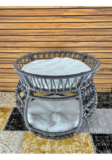 Reyo Pet Lüxperi Bombeli Kedi Ranzası 2 Katlı Kedi Yatağı Gri