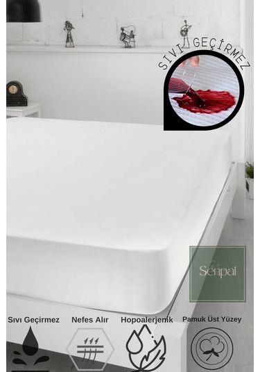 Terry-fitted Pamuklu Sıvı Su Geçirmez Tek-çift Kişilik Yatak Koruyucu Çarşaf Alezi Bebek Çocuk Alezi Beyaz