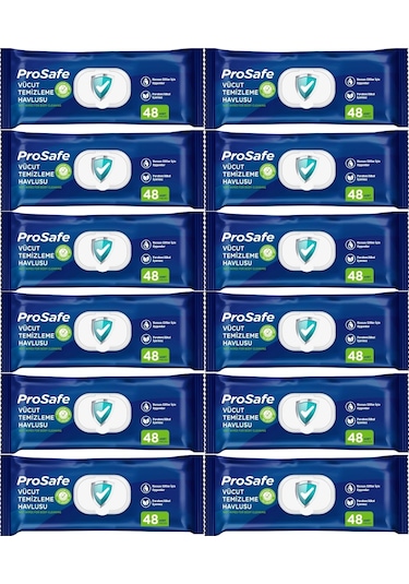Prosafe Hasta Vücut Temizleme Islak Mendil Havlu 48'li x 12
