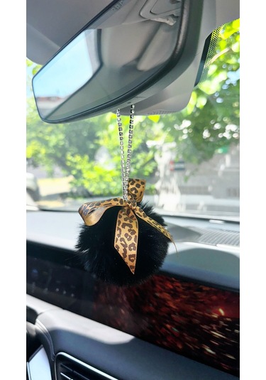 Dikiz Ayna Süsü Leopar Kurdele Ponpon Set