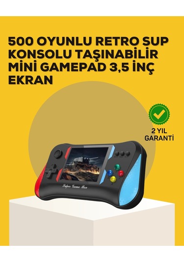 Taşınabilir El Konsolu 500 Oyunlu Geniş Ekran Ve Uzun Pil Ömrü