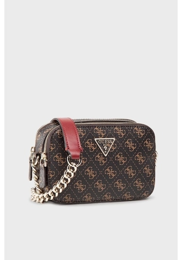 Guess Kadın 4g Logolu Noelle Çapraz Askılı Mini Çanta Açık Kahverengi