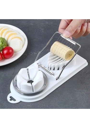 Trendooze 2 Adet Beyaz Çift Başlı Mutfak Yumurta Dilimleyici Ev Partisi İçin Hediye Seti Beyaz