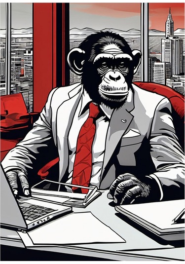 Kırmızı Kravatlı Maymun Art Mdf Tablo 35cm X50cm