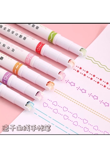 Desenli Silindir Çizim Kalemi 6 Adet Çok Renkli