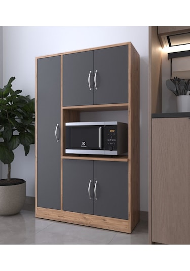 Riva 5 Kapaklı Çok Amaçlı Mutfak&banyo Dolabı, A.çam-antrasit