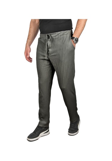 Deepsea Erkek Antrasit Rahat Kesim Örme Kumaş Beli Lastikli İnce Spor Pantolon 2502216 Antrasit