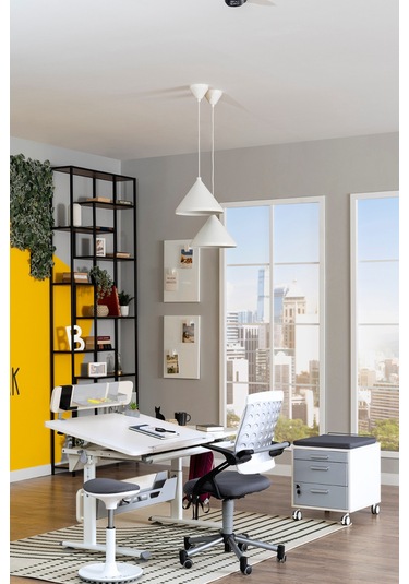 Vega Standart Yükseklik Ve Eğim Ayarlı, Çekmeceli Modern Bilgisayar, Ofis Ve Çalışma Masası Gri Gri