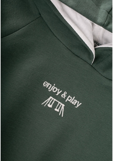 Cigit Kapşonlu Sweatshirt Takım 1-5 Yaş Haki Yeşil Haki Yeşil